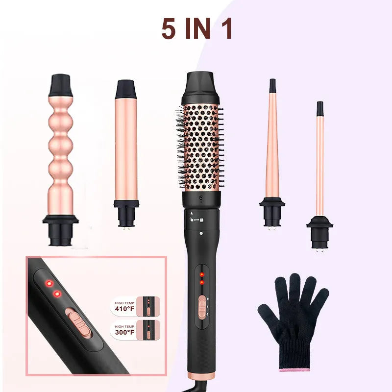 Three-barrel water wave hair curler styling tool with wired power cord for curly and straight hair