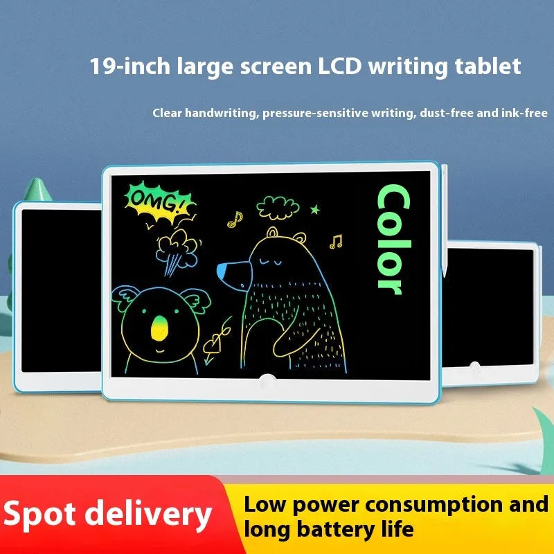 19-inch LCD drawing board in blue and white with stylus for children's creative sketching