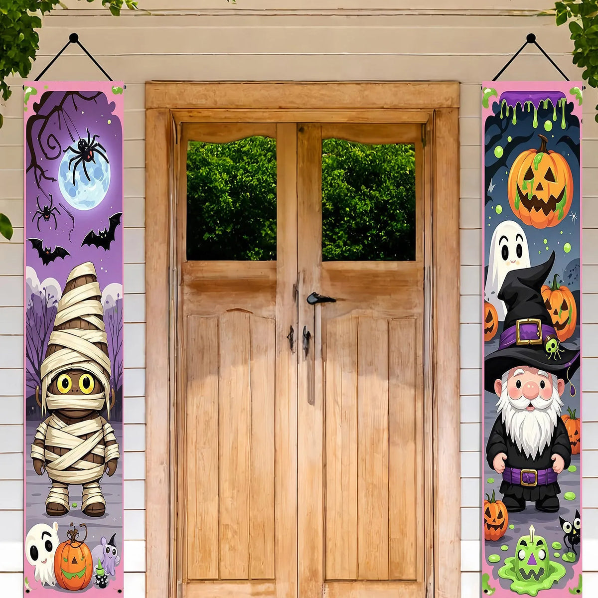 Polyester Halloween couplet hanging flag decorations measuring 30x180cm for party and wall display