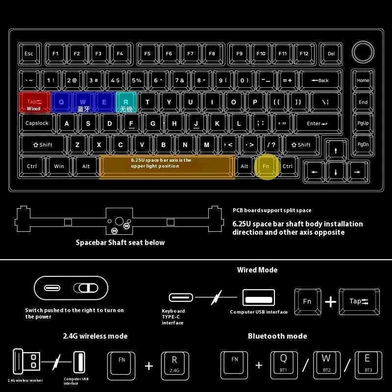 Heiji Snake aluminium mechanical keyboard kit showing components for custom assembly
