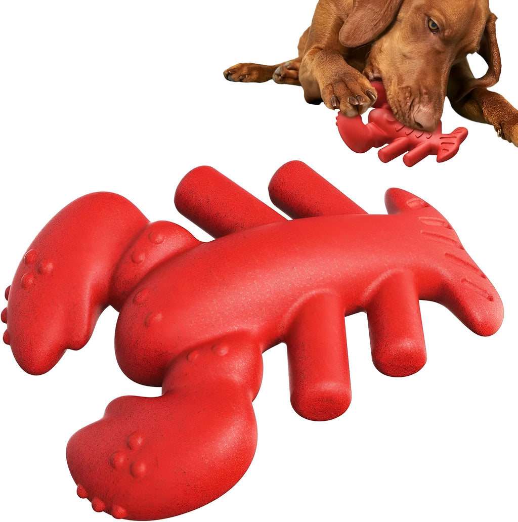 Red hard dog chew toy for large aggressive chewers on a plain background