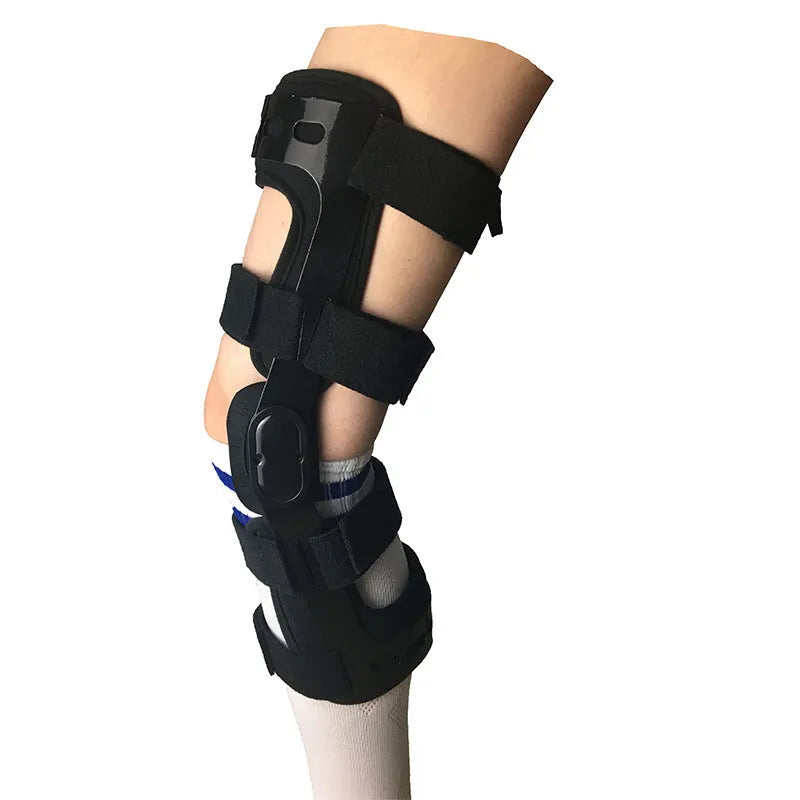 Black anterior ligament knee pad supporter with iron frame and brushed cloth surface