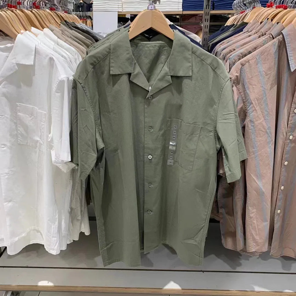 Men's beige modal cotton blended open collar casual shirt with regular sleeves
