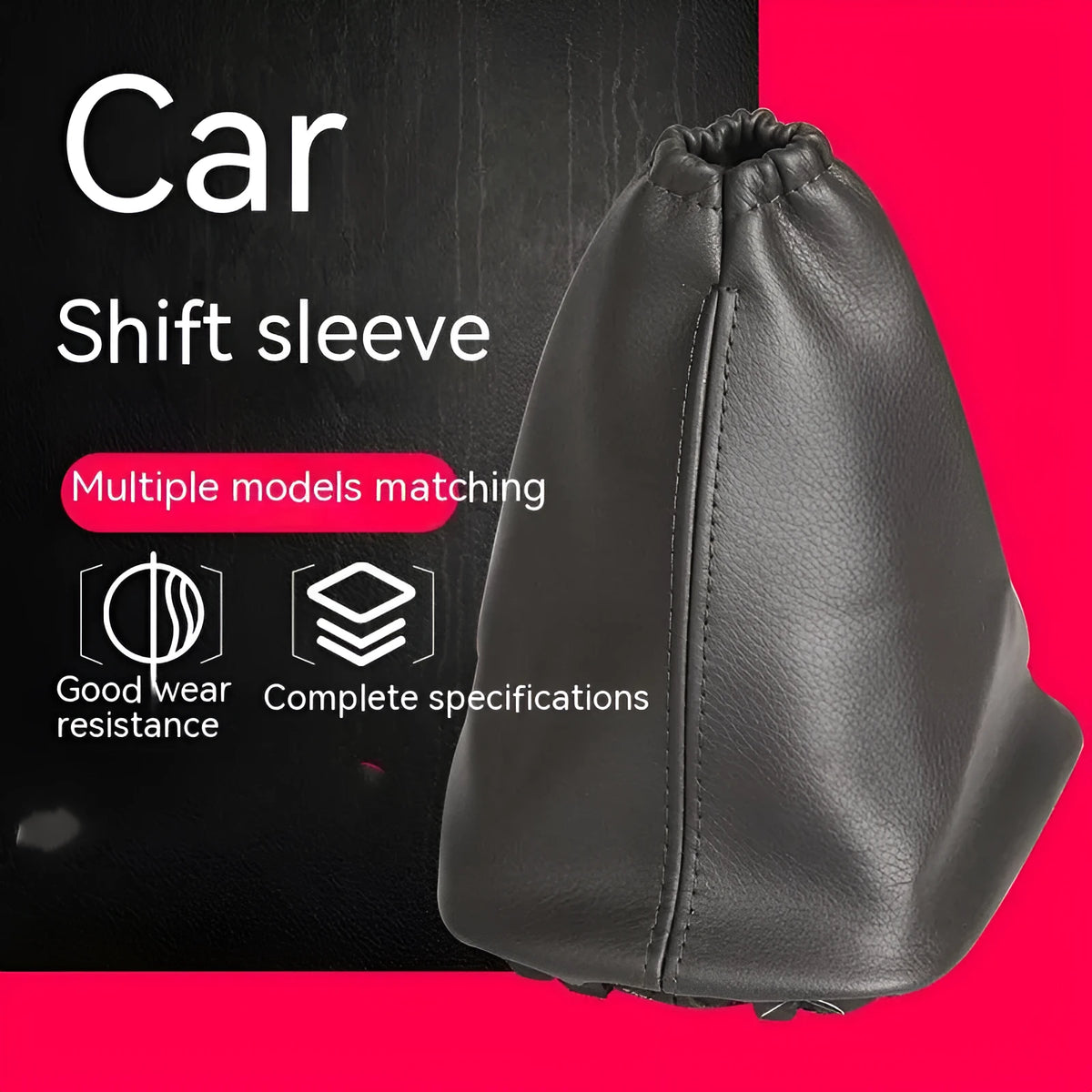 Black leather shift lever dust cover for Toyota Corolla, showing dimensions