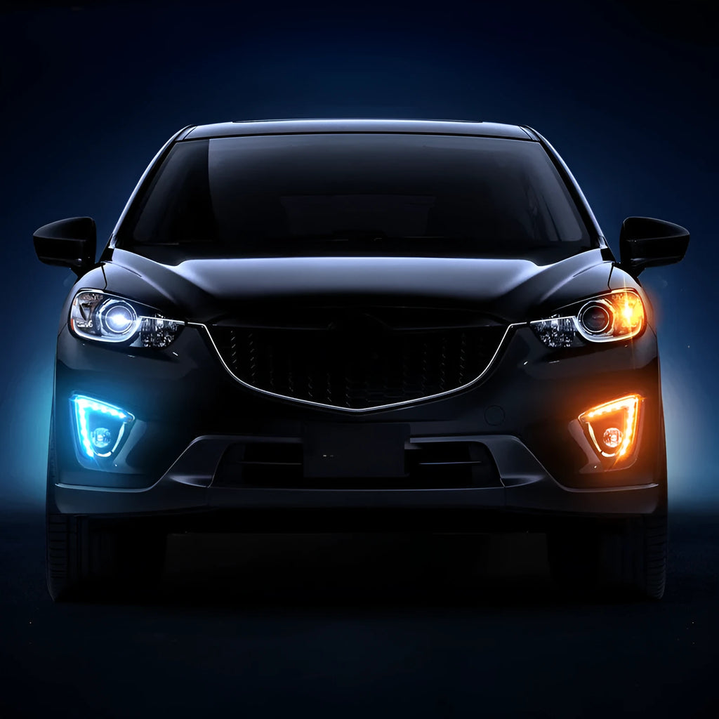Mazda CX5 daytime running light LED bulbs with electroplated finish and multiple style options