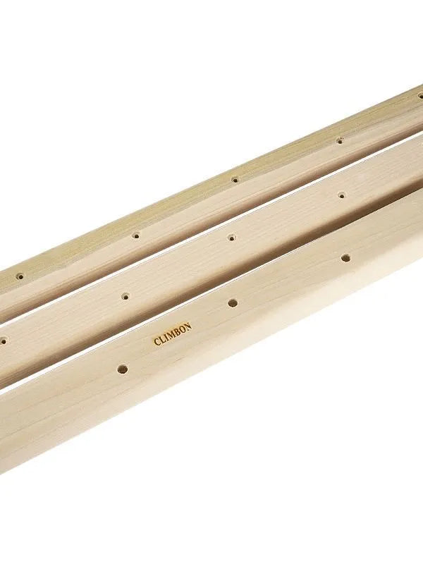 Three solid wood fingerboard hangboards in 12cm, 40cm, and 50cm lengths for grip strength training