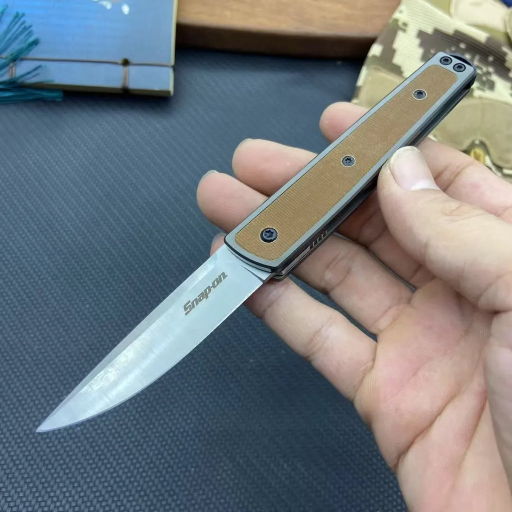 Folding fruit knife with 7cm blade in black, coffee, or red colour options