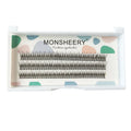 V-shaped fairy fishtail false eyelashes with thick black segments in graduated lengths on clear band