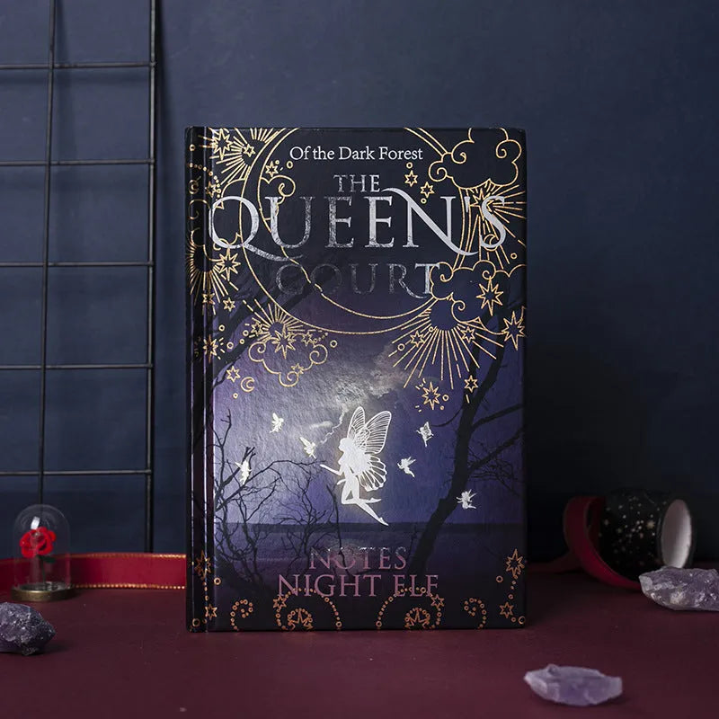 A5 luminous fluorescent hardcover notebook with retro night elves design and illustrated pages