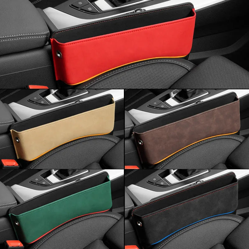 Leather car seat storage box in beige colour with waterproof pressure-resistant construction