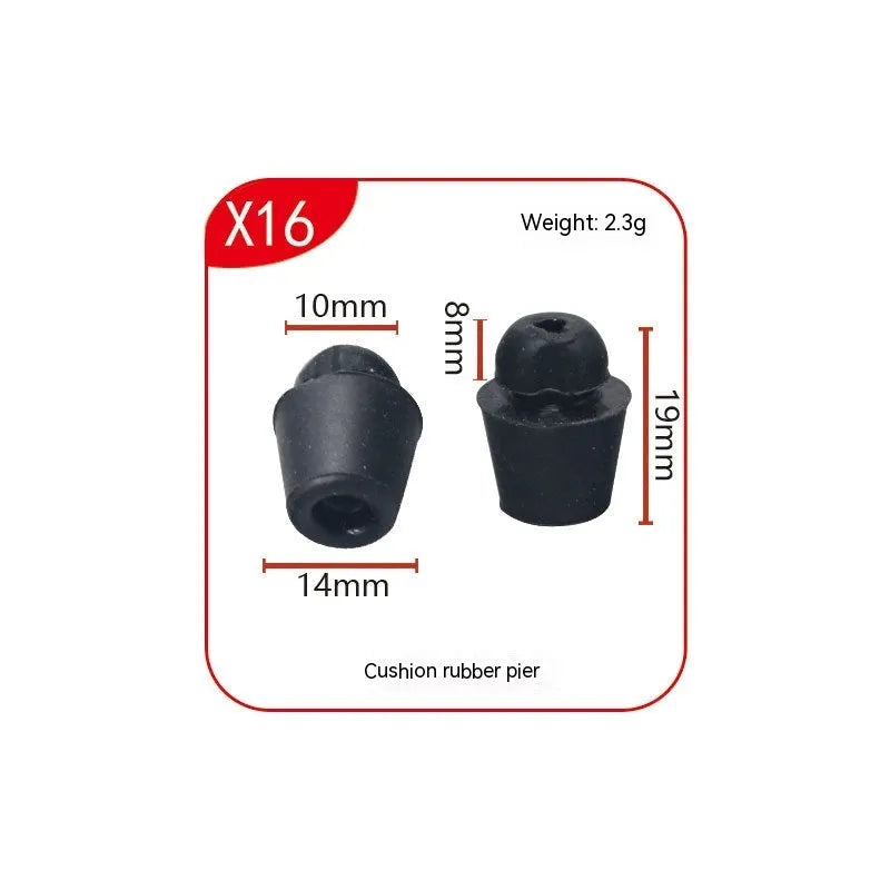10-piece automobile buckle rubber buffers in X16 colour for machine cover and trunk shock absorption