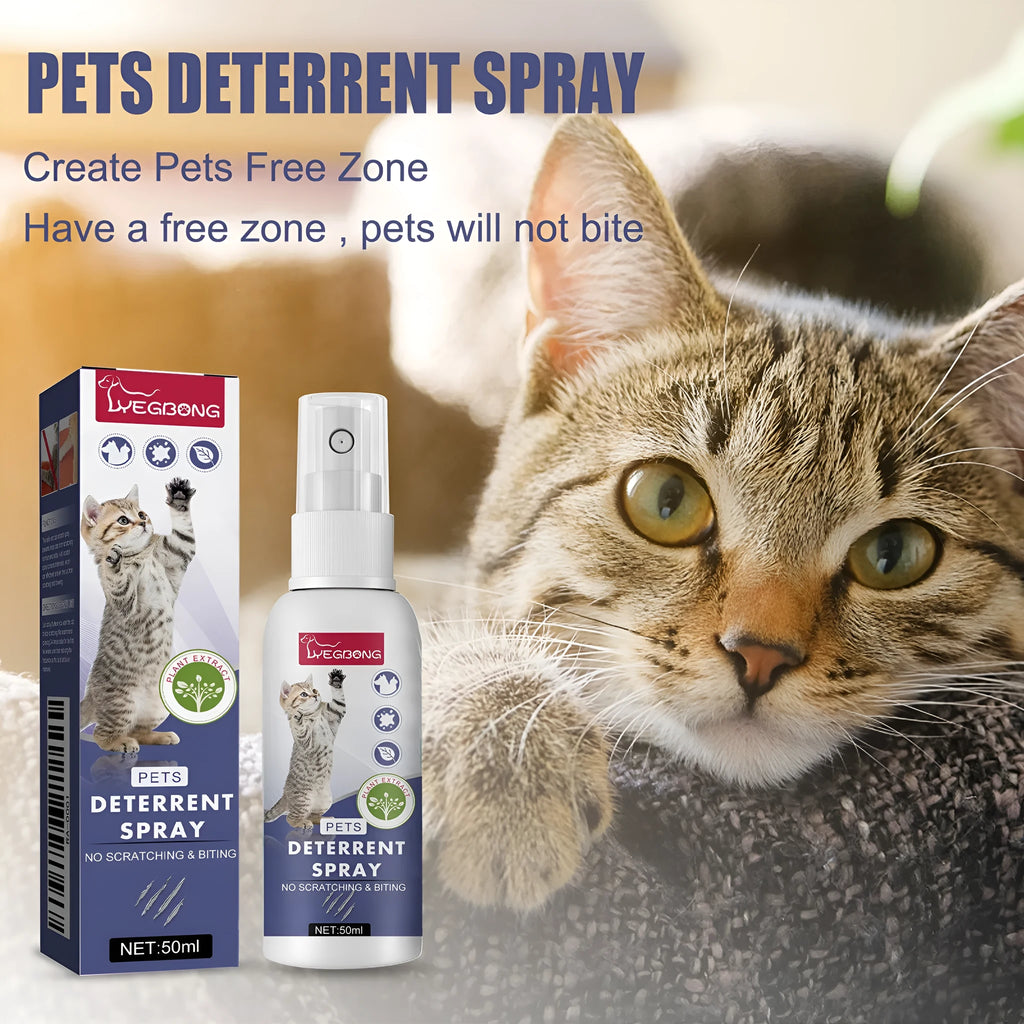 Boxed 50ml bottle of pet anti-scratch and bite deterrent training spray