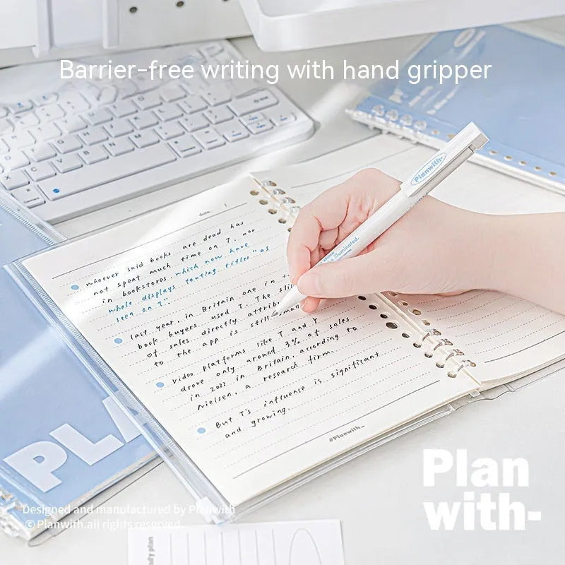 Clear blue and white A5 PVC notebook covers for spiral-bound notepads, showing dimensions of 148mm by 210mm