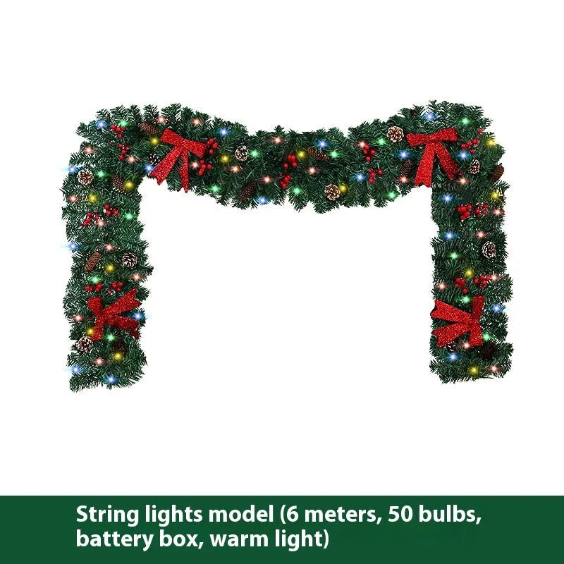 PVC Christmas rattan decorative bow with pine cone centrepiece and optional lighting