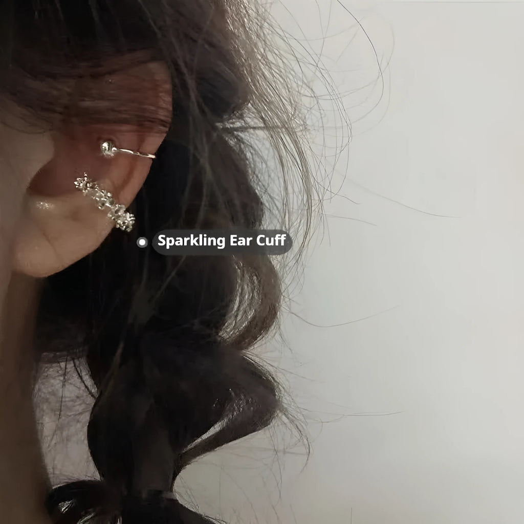 Geometric ear clip earrings with irregular frosty finish and alloy construction