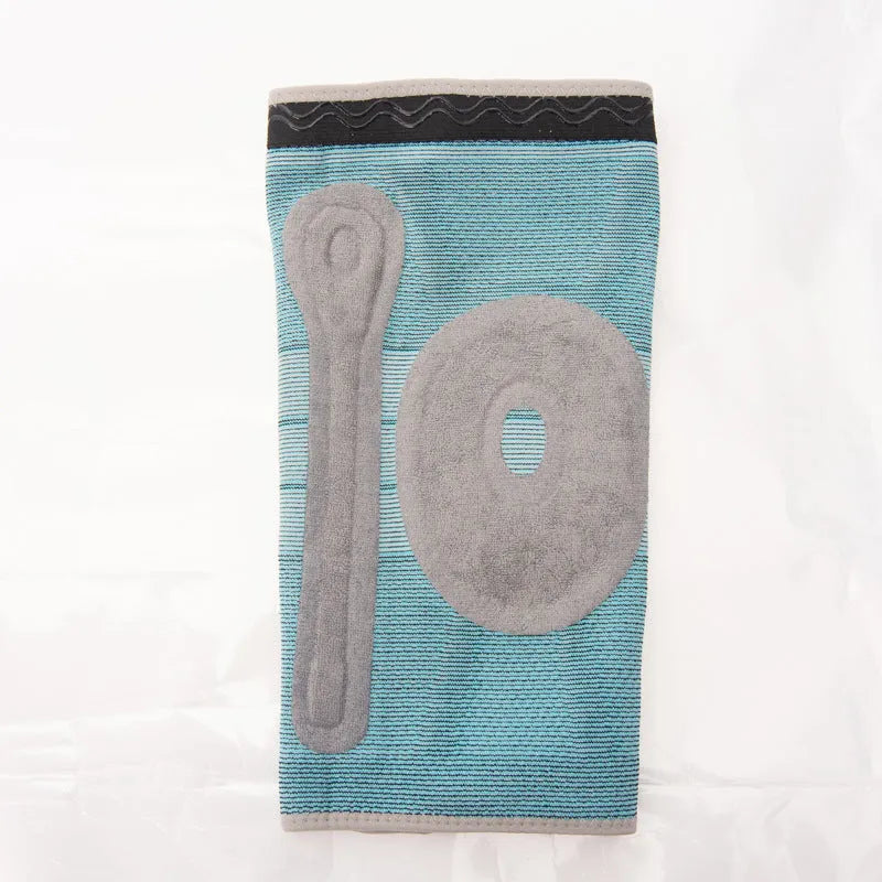 Sky blue silicone knee pads for sports with elastic fibre construction and multiple size options