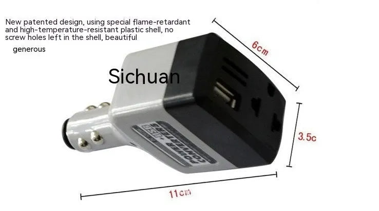 Car cigarette lighter power supply transformer with USB port for mobile phone charging
