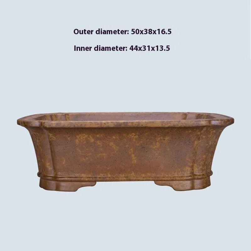 Purple sand rectangular mud flowerpot with adjustable drainage segment in modern simplicity style