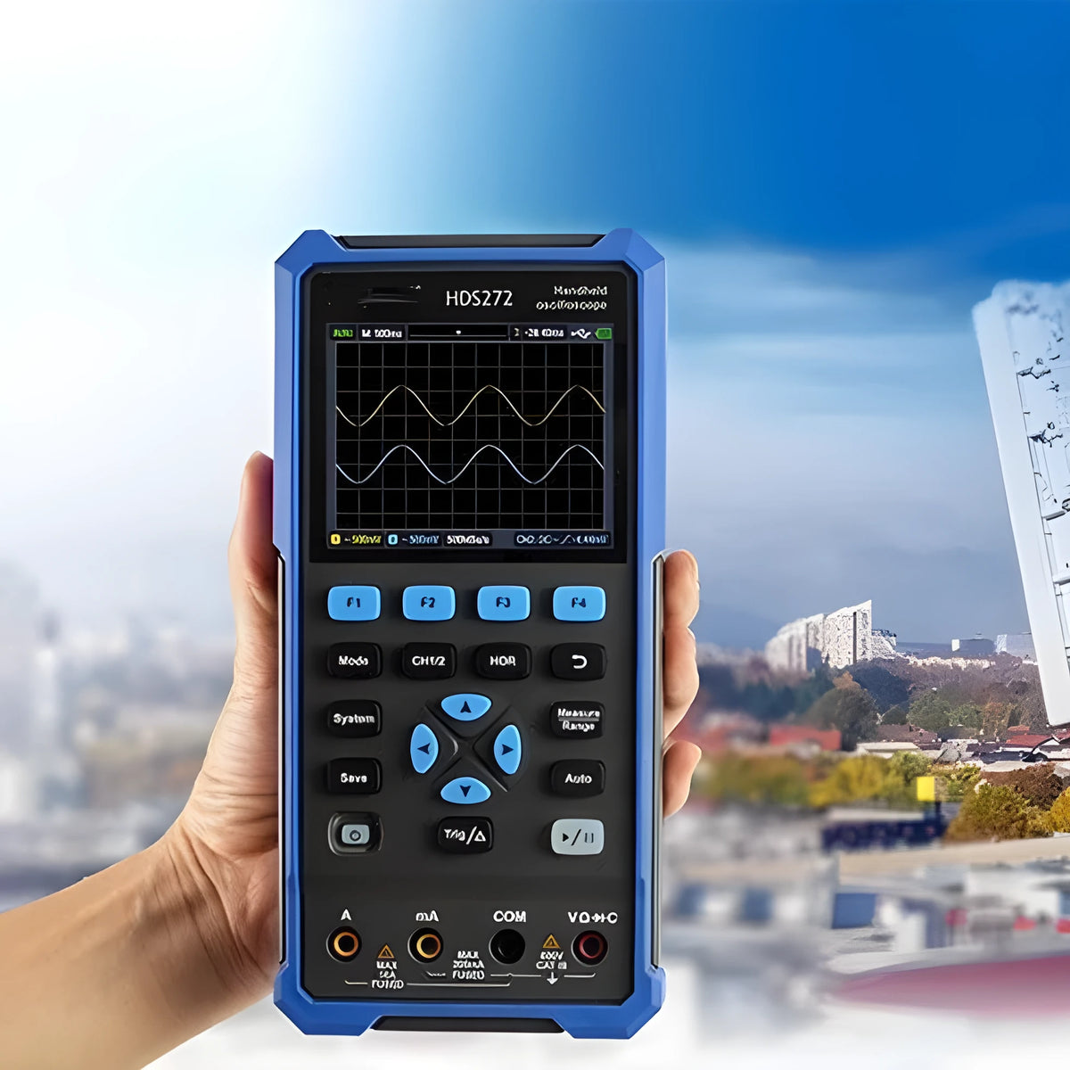 Handheld digital oscilloscope with probes and accessories for automotive diagnostics