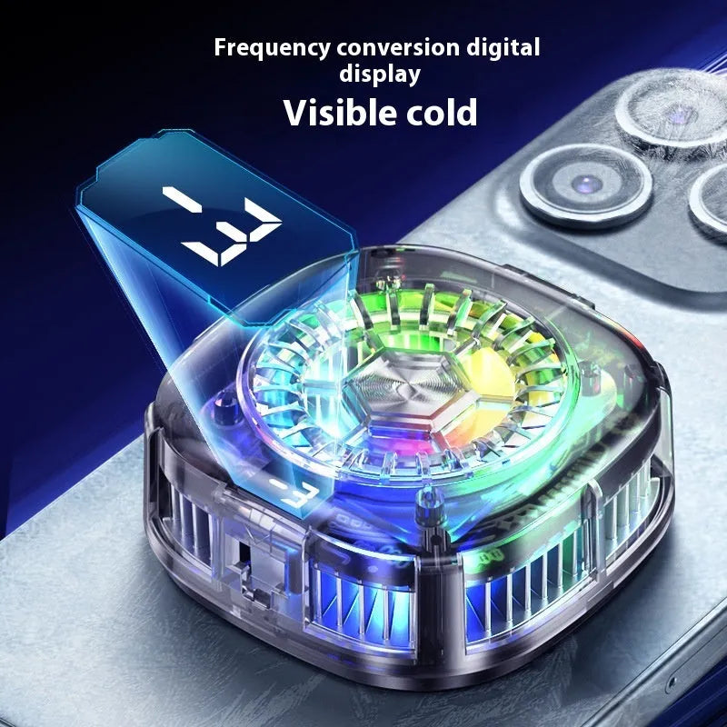 Phone cooler radiator with USB-C interface, PC plastic body and back clip in white, black or transparent icing finish