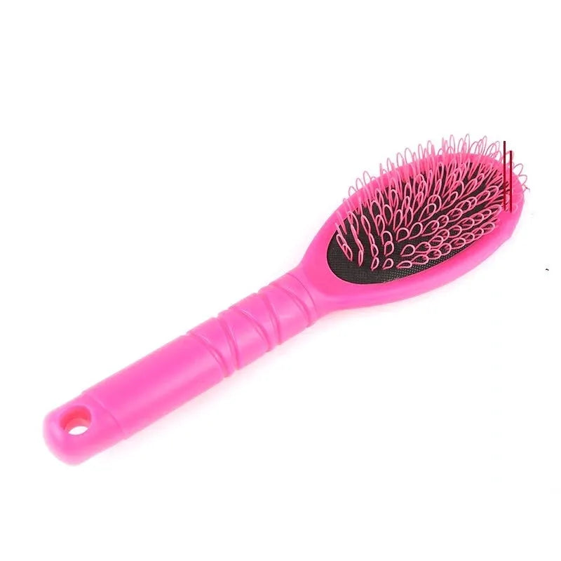 Black or pink plastic ring tooth hair extension comb measuring 22cm long