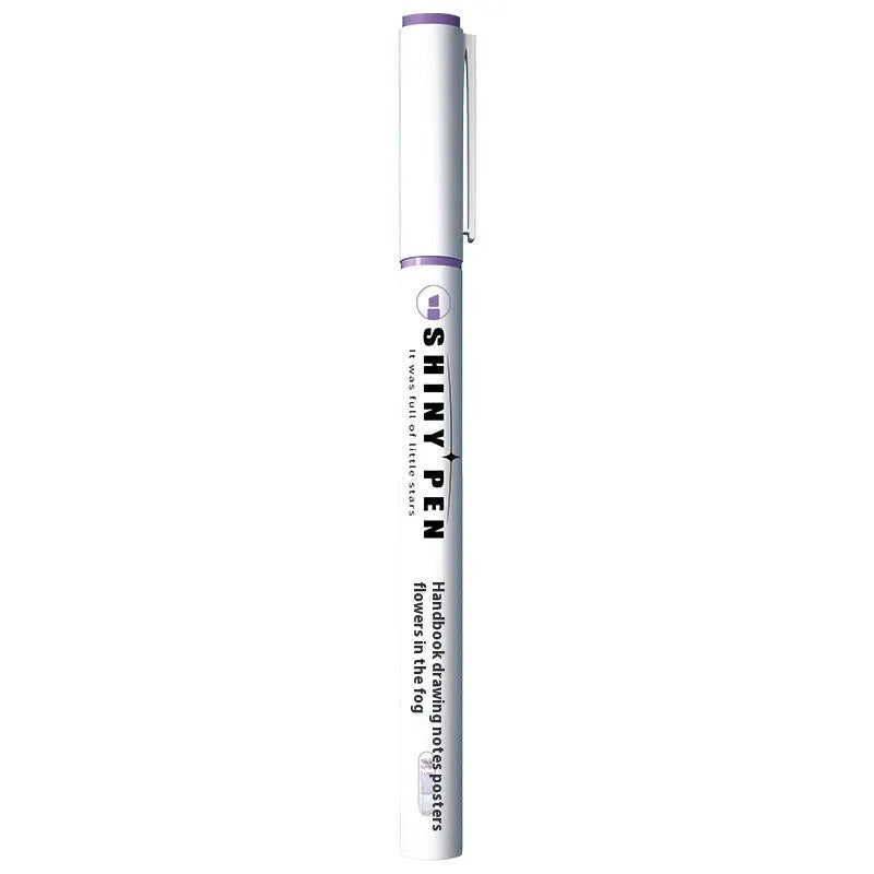 Set of four glitter highlighter pens with star river design and slanted tips in assorted colours.