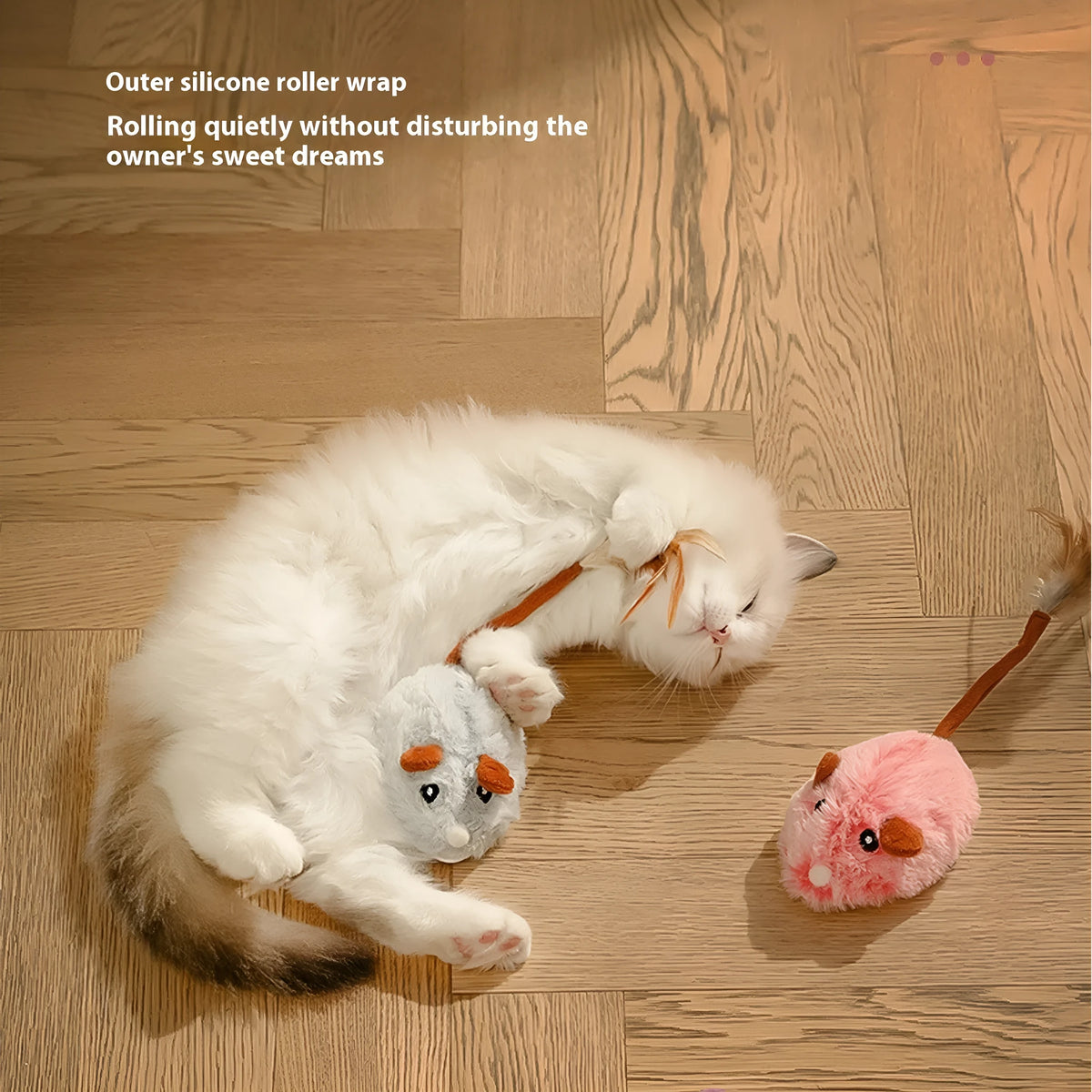 Interactive electric mouse cat pole toy in plush material with Type C charging port