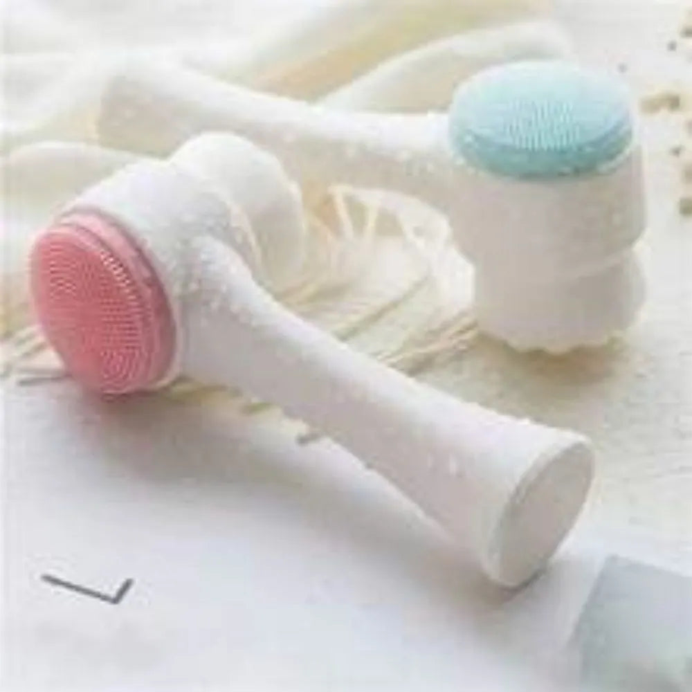 Blue and pink pet paw brushes with nylon bristles for cleaning dog and cat paws.