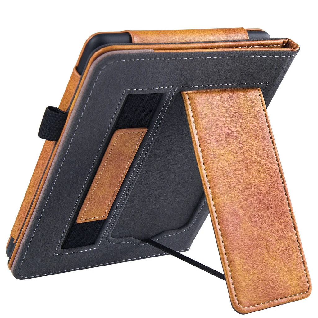 Kindle Paperwhite 5 leather case with adjustable wrist bracket in multiple colour options