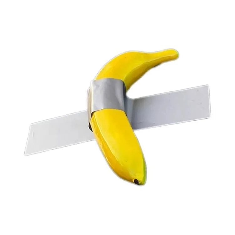 Banana car creative spoof art sticker in foam with cartoon style and silver tape design options.