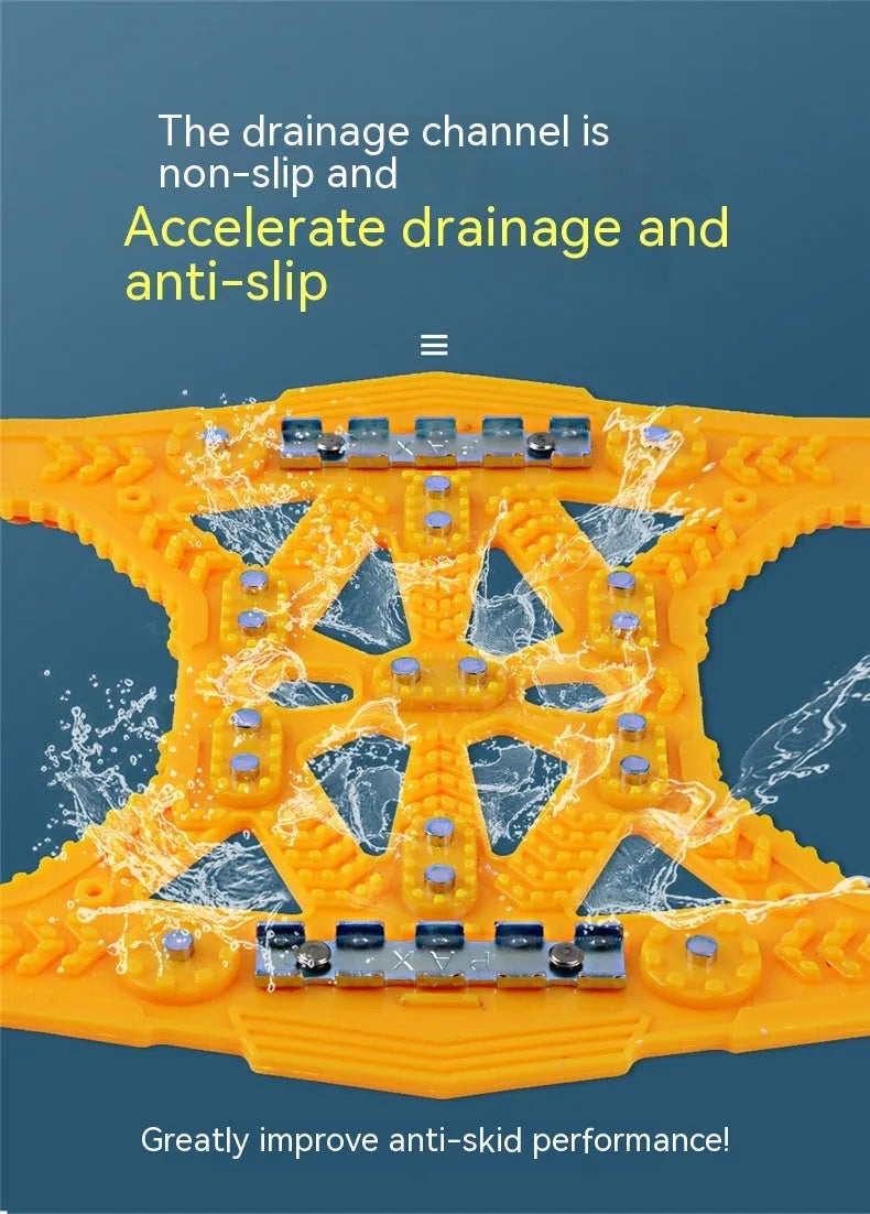 Universal steel anti-skid chain set for cars and SUVs with installation tools