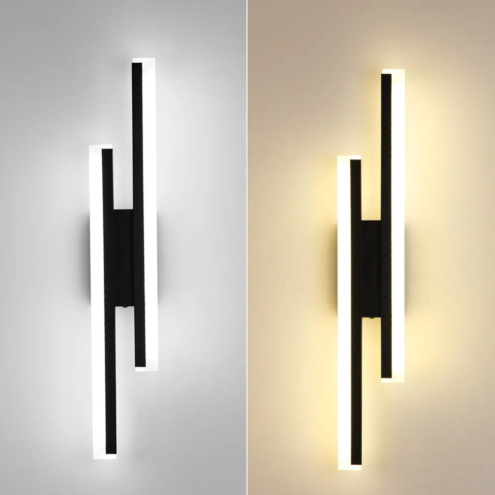 Gold finish double line wall lamp measuring 500mm with modern linear design