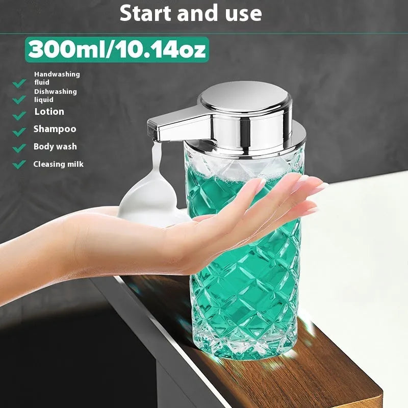 Silver automatic sensor soap dispenser with USB Type-C charging port