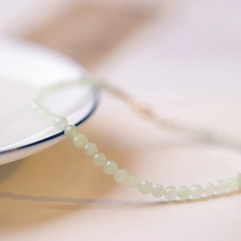 Korean style retro jade bracelet with ball design showing multiple size options
