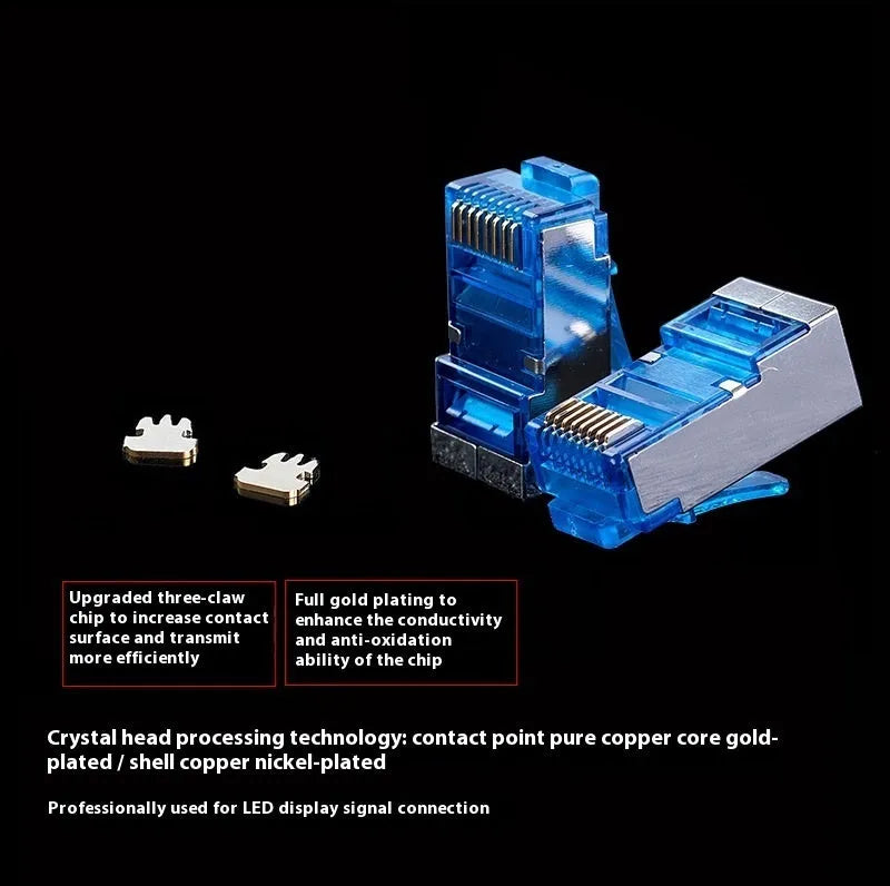 Black CAT6 RJ45 network extension cable with plug connectors on a white background