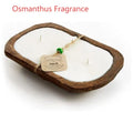 Retro wooden basin containing lavender-scented soy wax candle with three wicks
