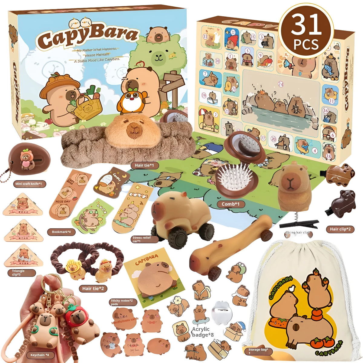 Cartoon blind box hole music gift toy in ST-46 khaki Bala with 31*22.8*6 colour box