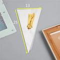 Clear triangular plastic gift bags with visible tie wire closure in three different size options