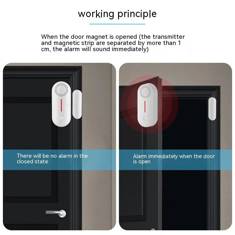 WiFi magnetic door sensor alarm unit for home security with wireless connectivity