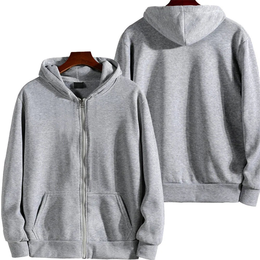 Men's loose fit solid colour sports zipper jacket in polyester-spandex fabric