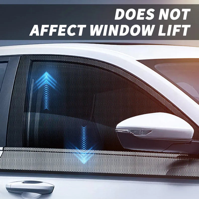 Set of four elastic-fit non-woven mesh sunshades for car front and rear side windows.