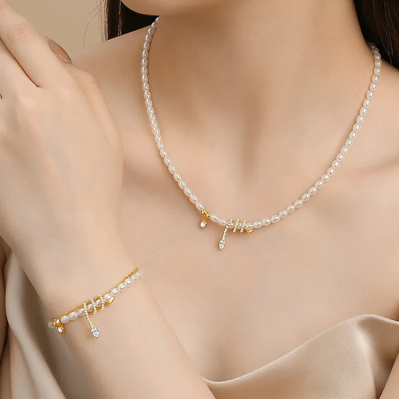 New Chinese style snake beaded bracelet for women in 925 silver with gold or white gold electroplated finish.