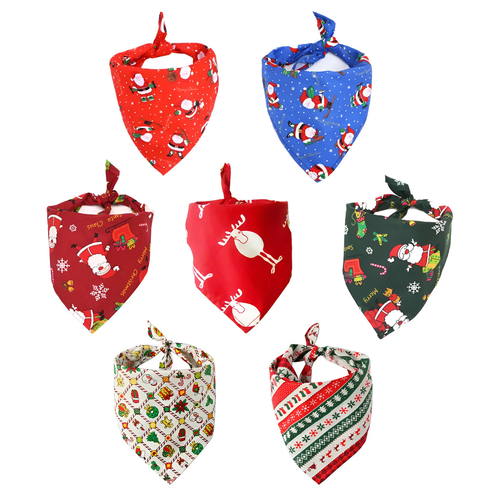 Cotton triangle pet scarf dog cat bib 45x45x65cm with about 46cm neck circumference in Christmas colours