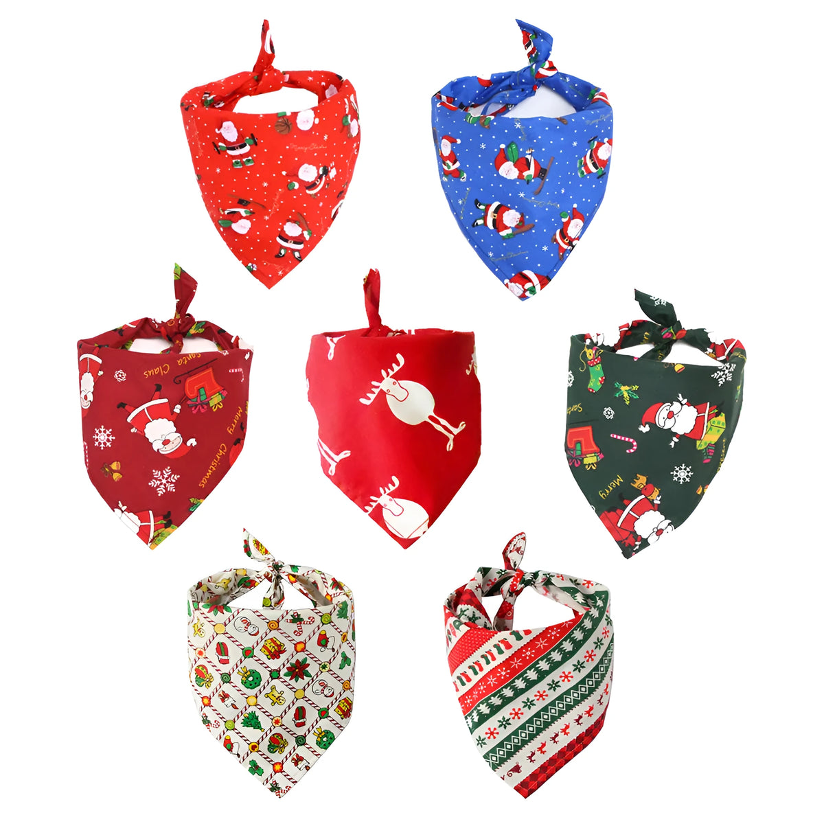 Cotton triangle pet scarf dog cat bib 45x45x65cm with about 46cm neck circumference in Christmas colours