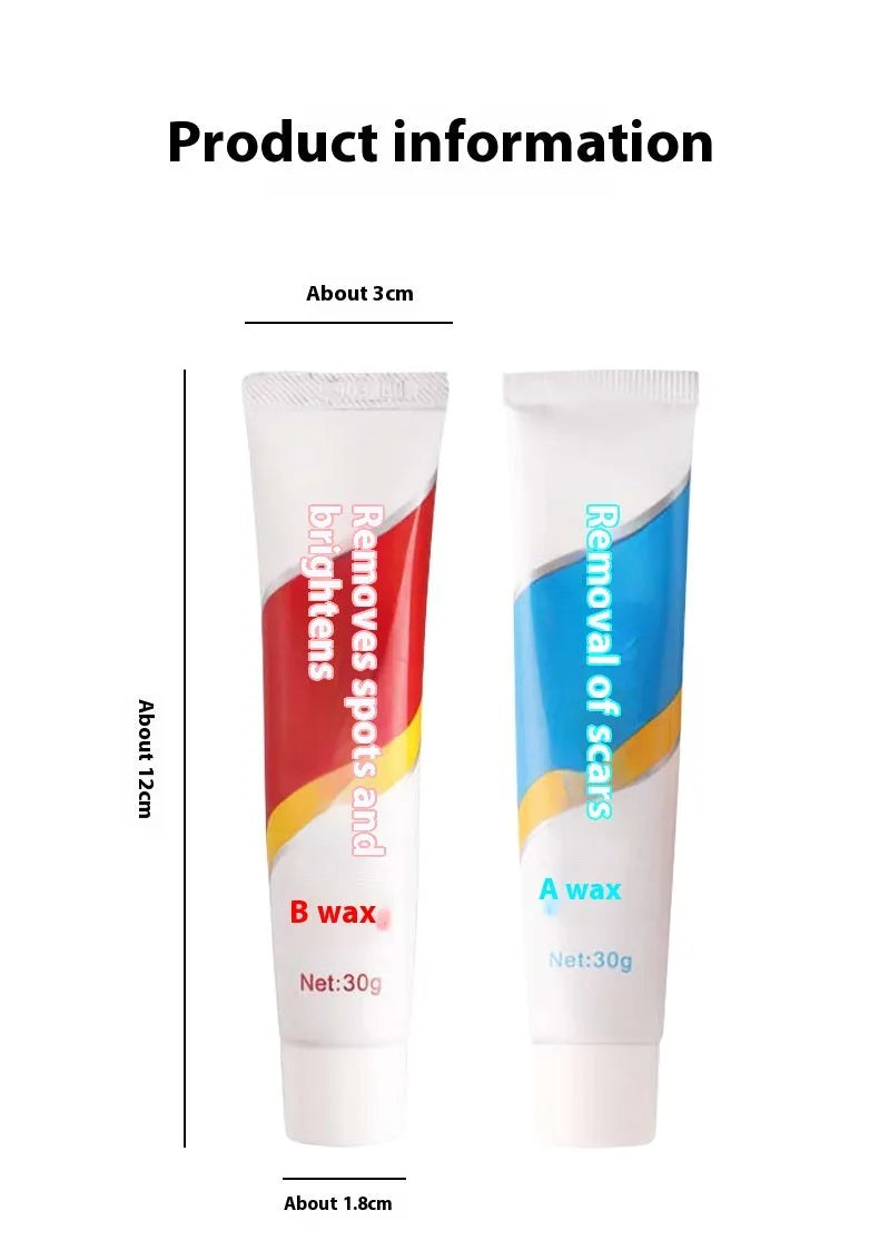 Car repair wax kit with scratch removal compound, brightening compound, and abrasive sponge mop