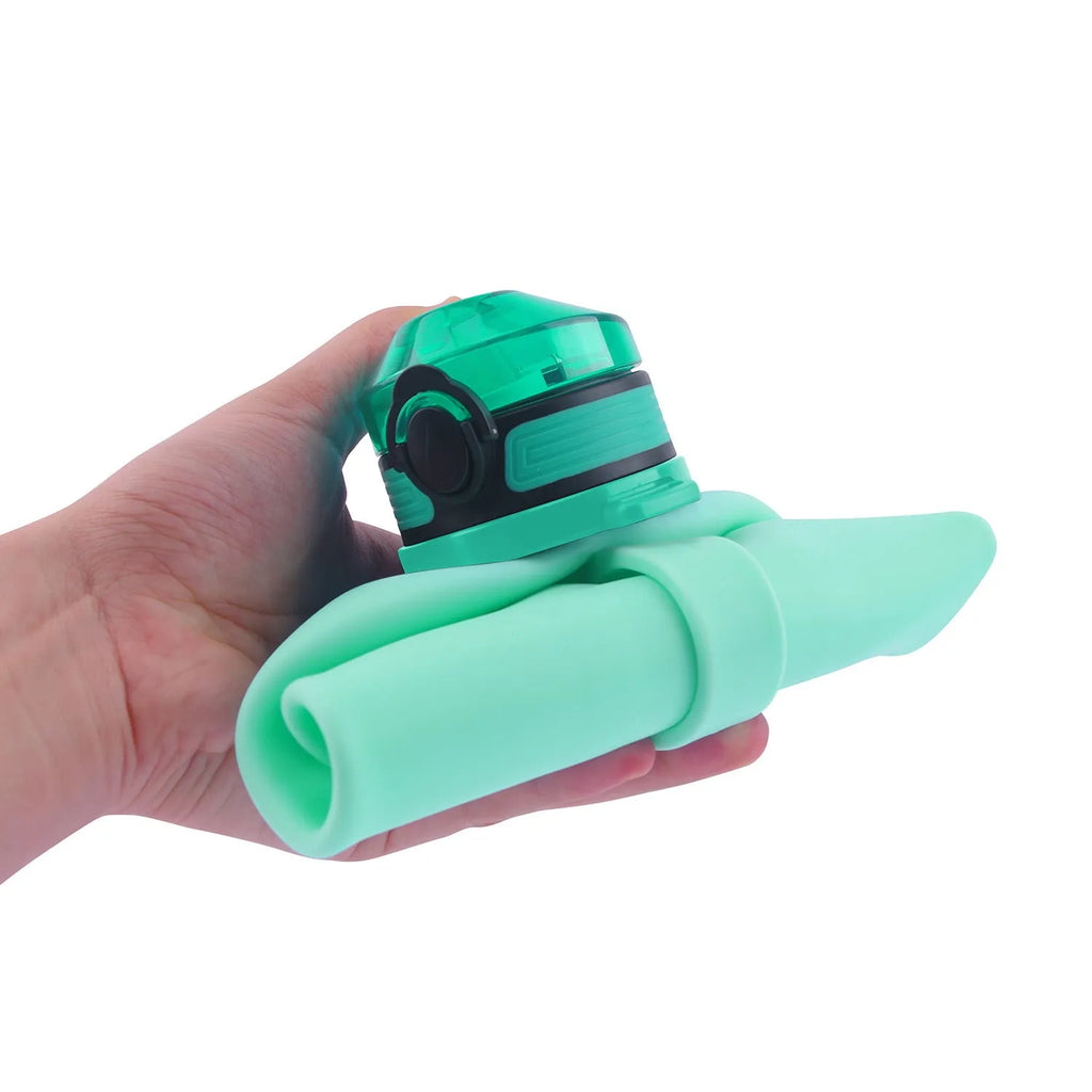 Collapsible silicone water bottle 2000ml in black, turquoise, or pink with leak-proof twist cap