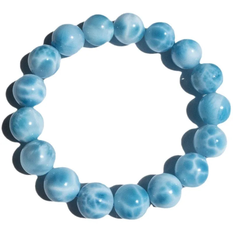 Blue bodhi and pearl bracelet in Maillard style with natural crystal sea-pattern stone.