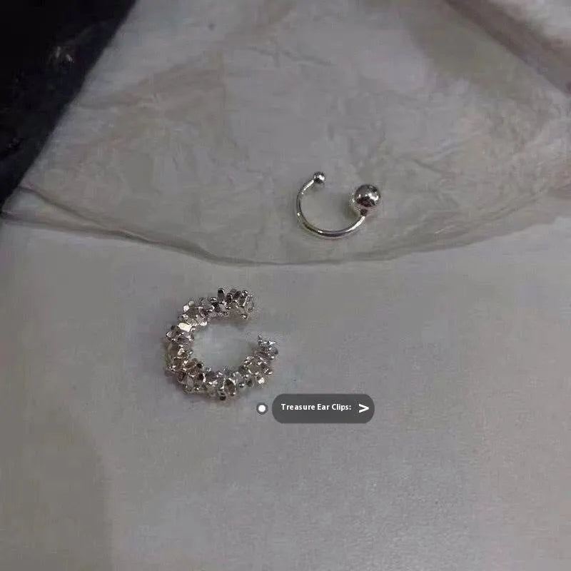 Geometric ear clip earrings with irregular frosty finish and alloy construction