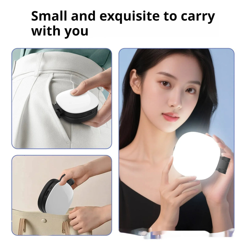 Black and white mobile phone magnetic selfie fill light with adjustable settings