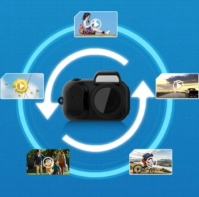 Black Y3000 HD outdoor sports camera with display screen on a compact 40x47x36mm ABS body.